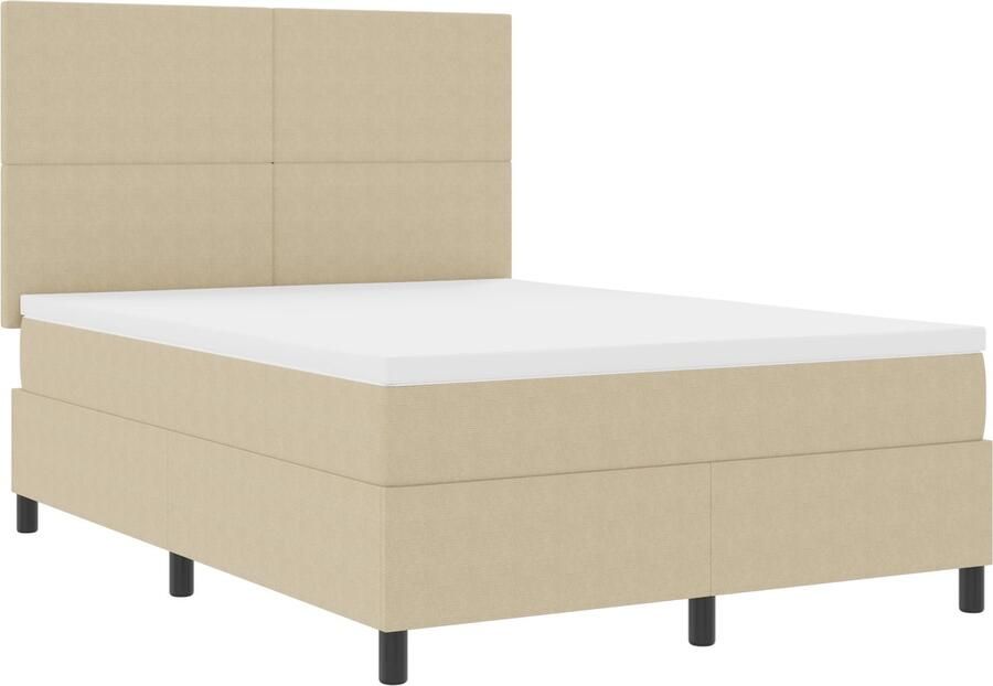 VidaXL Boxspring Bed met Matras & LED Licht Groen Grijs 140x200 cm Corduroy Stof