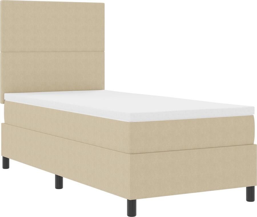 VidaXL Boxspring Bed met Matras & LED Licht Groen Grijs 100x200 cm Corduroy Stof