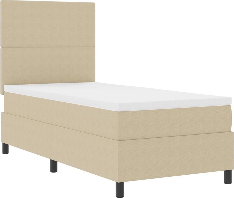 VidaXL Boxspring Bed met Matras Lichtgroen Grijs Eenpersoons Corduroy Stof