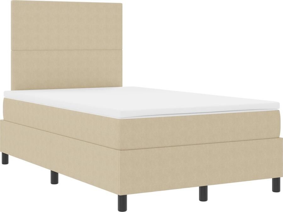VidaXL Boxspringbed met Matras & LED Licht Groen Grijs 120x200 cm Corduroy Stof