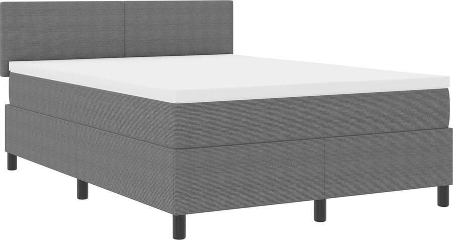 VidaXL Boxspring bed Lichtgrijs en wit 203 x 160 x 88 cm Katoenen stof