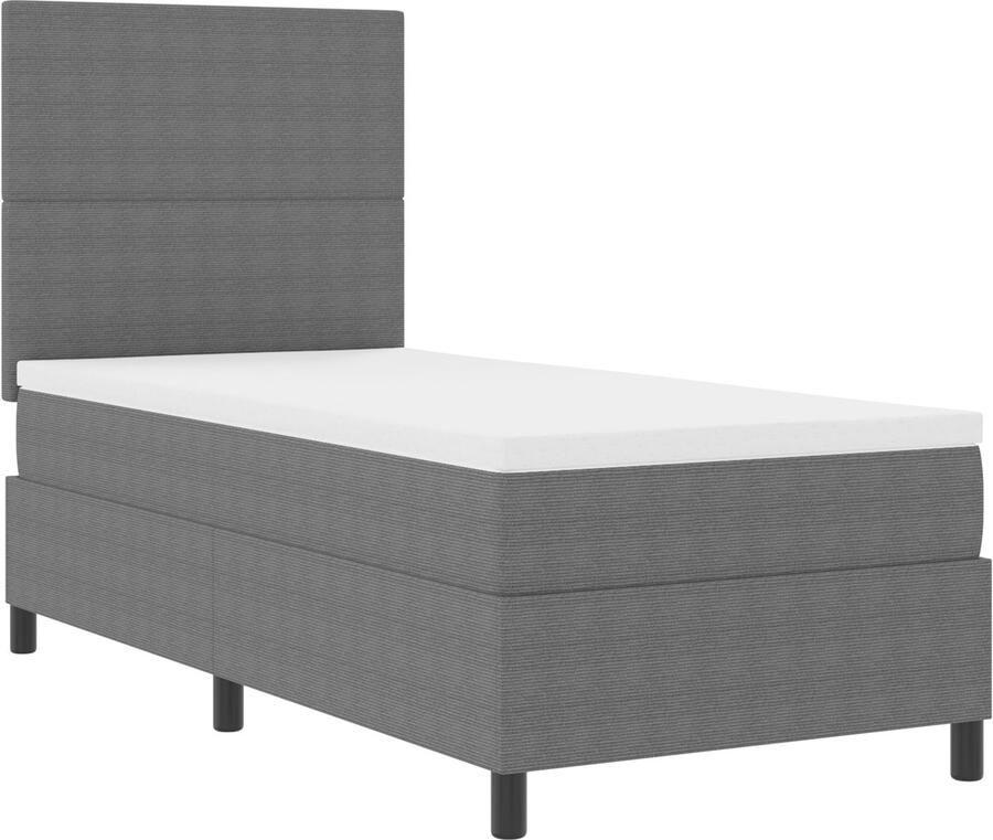 VidaXL Boxspring bed Lichtgrijs en Wit 203 x 80 x 128 cm Katoenen stof