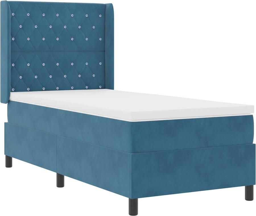 VidaXL Boxspring bed met hoofdeinde Blauw 100 x 200 cm Fluweel