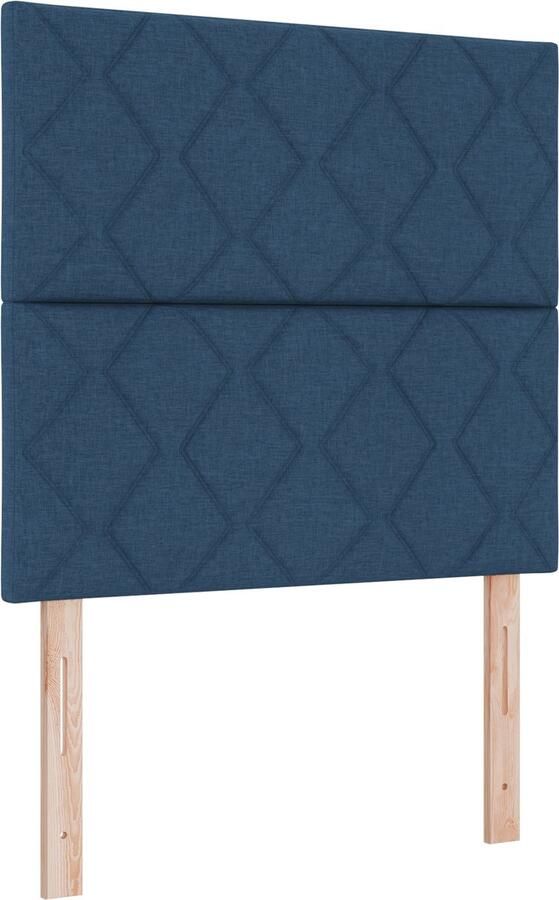 VidaXL Hoofdbord Diamantblokken Ontwerp Blauw 90 cm Stof Hoofdbord Diamantblokken Ontwerp Blauw 180 cm Stof