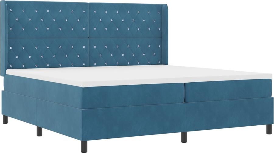 VidaXL Boxspring bed met hoofdeinde Blauw 200 x 200 cm Fluweel