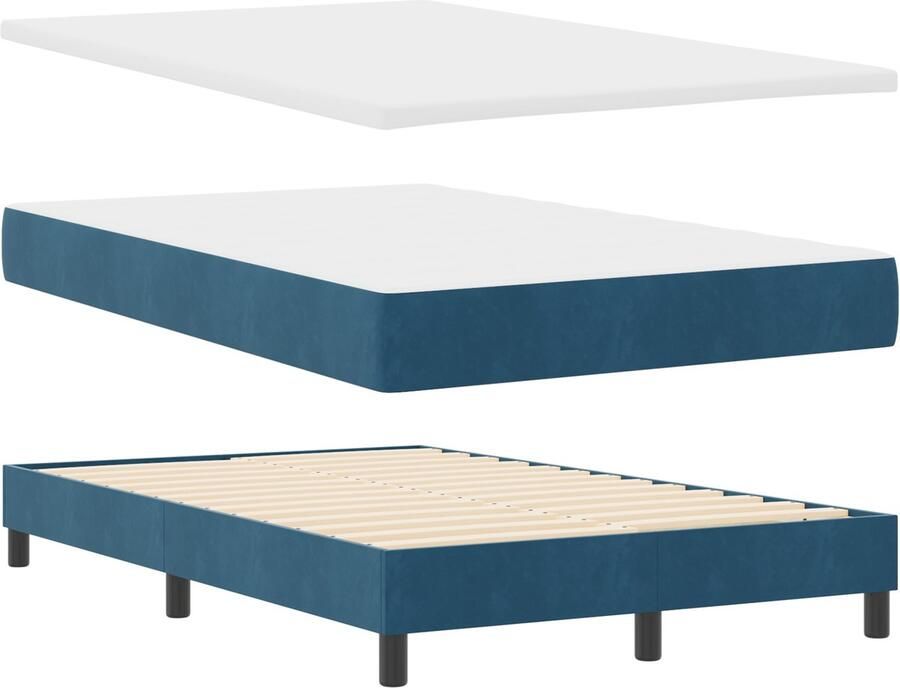 VidaXL Boxspring bed met hoofdeinde Donkerblauw 120 x 200 cm Fluweel