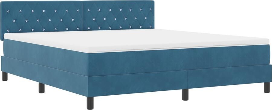 VidaXL Boxspring bed met hoofdeinde Donkerblauw 180 x 200 cm Fluweel