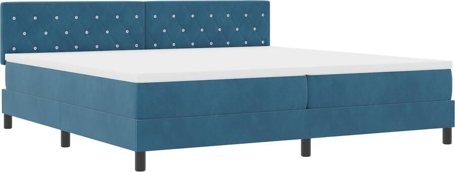 VidaXL Boxspring bed met hoofdeinde Donkerblauw 200 x 200 cm Fluweel