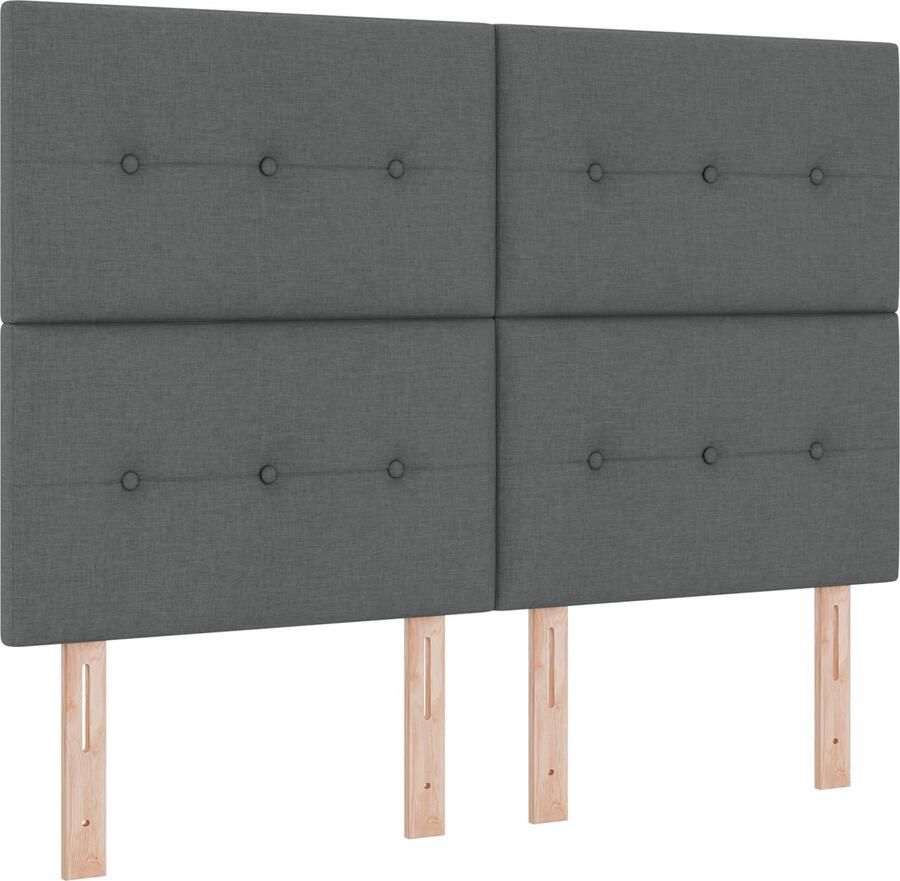 VidaXL Boxspringbed met Matras en LED Donkergrijs 160 x 200 cm Stof