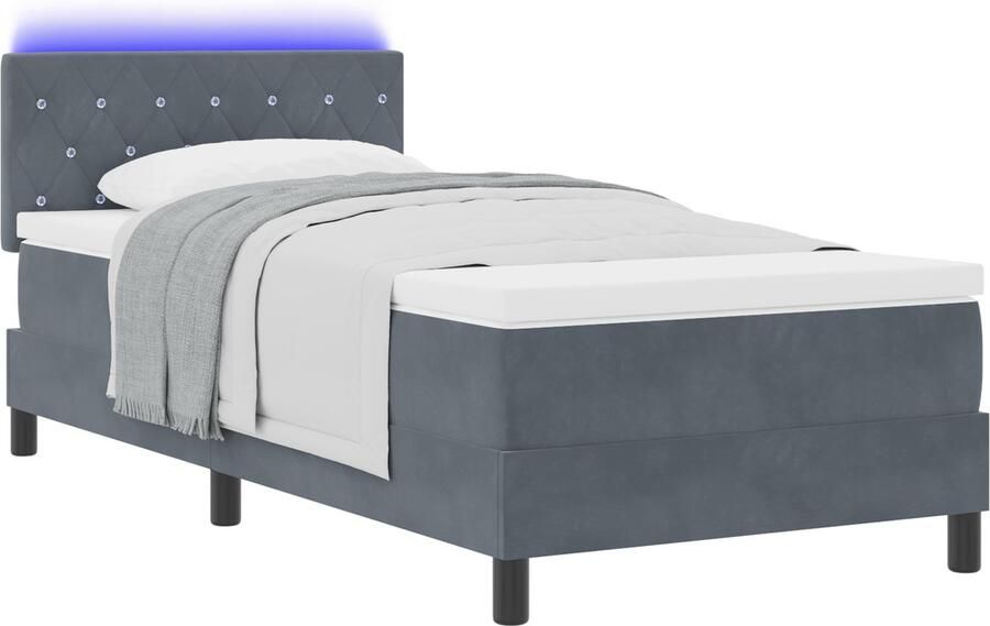 VidaXL Boxspring bed met hoofdeinde Donkergrijs 90 x 190 cm Fluweel