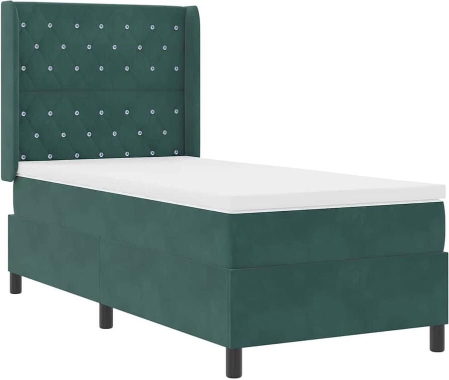 VidaXL Boxspring bed met hoofdeinde Donkergroen 90 x 190 cm Fluweel