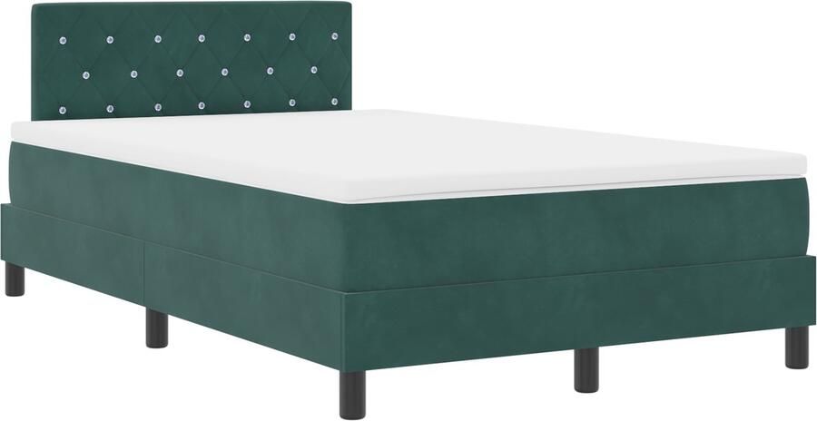 VidaXL Boxspring Bed met Matras & LED Donkergroen 120x190 cm Velours