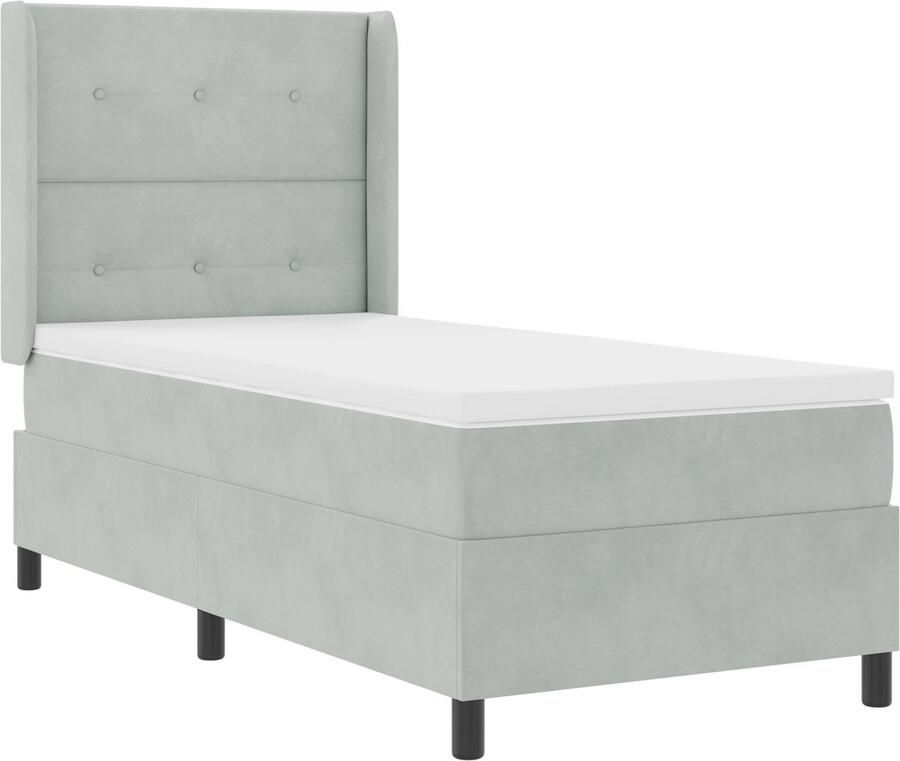 VidaXL Boxspring Bed met Matras Lichtgrijs 90x200 cm Velours