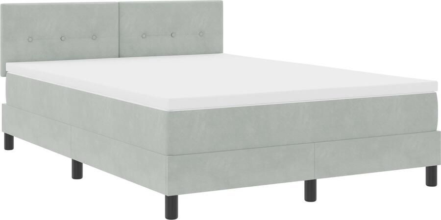 VidaXL Boxspring bed met hoofdeinde Lichtgrijs 140 x 190 cm Fluweel