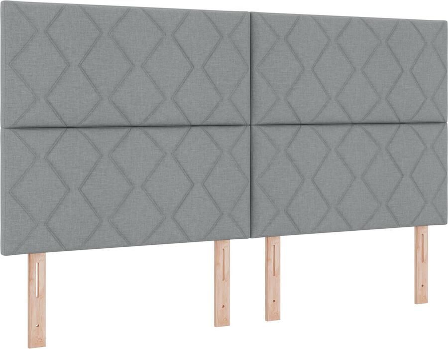 VidaXL Boxspring bed met hoofdeinde Lichtgrijs 180 x 200 cm Stof