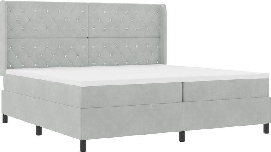 VidaXL Boxspring bed met hoofdeinde Lichtgrijs 200 x 200 cm Fluweel