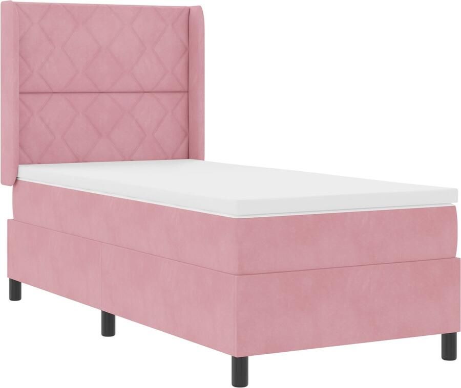 VidaXL Boxspring bed met hoofdeinde Roze 100 x 200 cm Fluweel