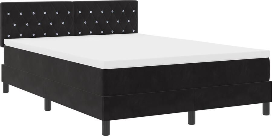 VidaXL Boxspring bed met hoofdeinde Zwart 160 x 200 cm Fluweel