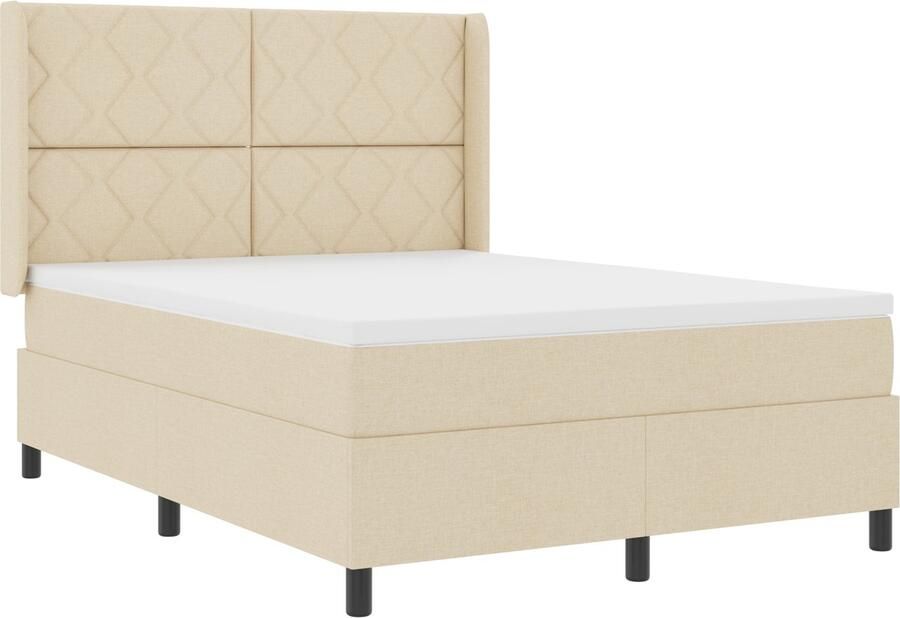 VidaXL Boxspring Bed met Matras Crème 140x190 cm Stof