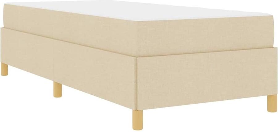 VidaXL Boxspring bed met matras Wit en Crème 100 x 200 cm Stof - Foto 2