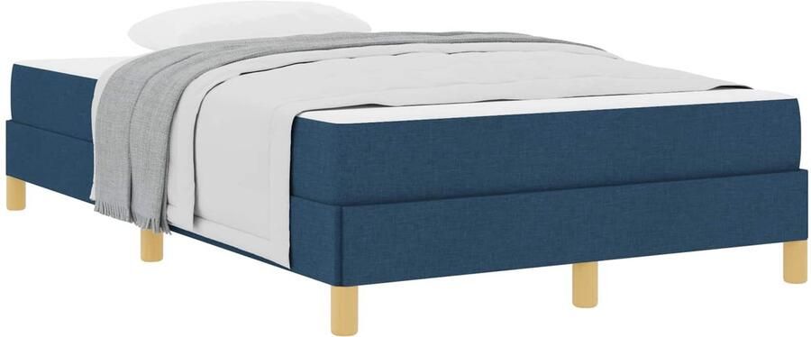 VidaXL Boxspring bed Blauw Bruin 120 x 200 cm Stof Geengineerd Hout - Foto 3