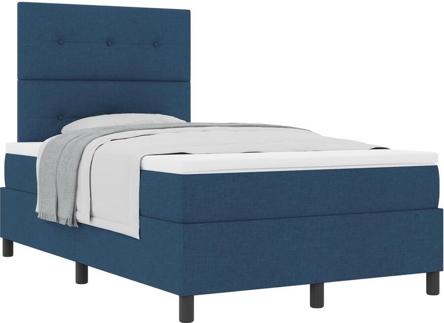 VidaXL Boxspringbed met Matras in Blauw Klein dubbel stof - Foto 2