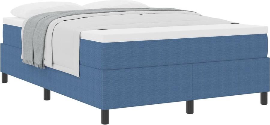 VidaXL Boxspringbed met Matras in Blauw 140 x 200 cm corduroy stof - Foto 2