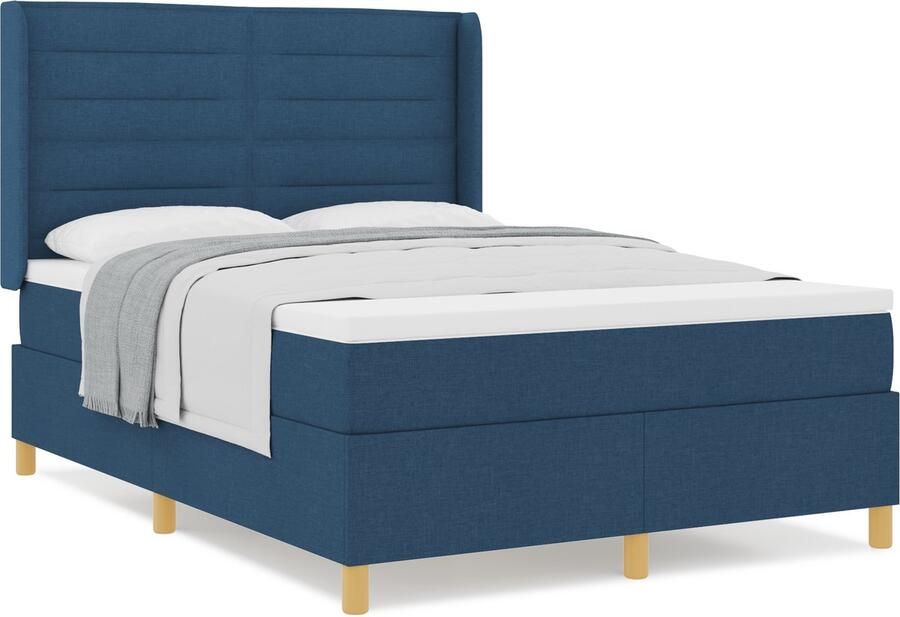 VidaXL Boxspring Bed met Matras Blauw 140x200 cm Stof