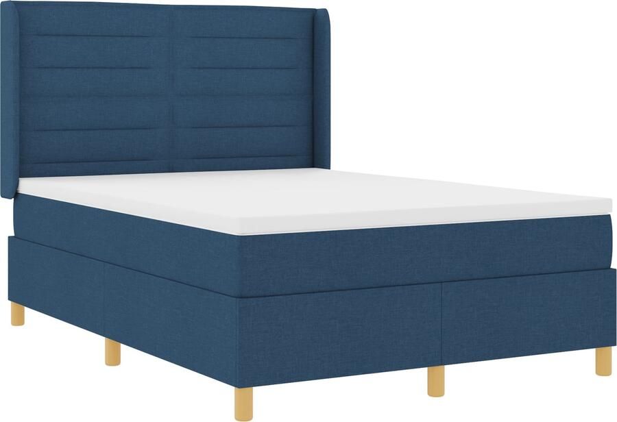 VidaXL Boxspring Bed met Matras Blauw 140x190 cm Stoffering