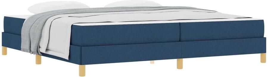 VidaXL Boxspring bed Blauw Bruin 200 x 200 cm Stof Geengineerd Hout - Foto 2