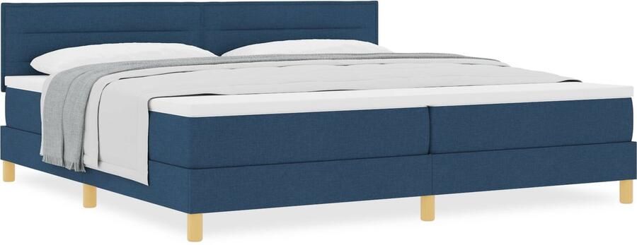 VidaXL Boxspringbed met Matras Crème 90x200 cm Stof Blauw 200 x 200 cm - Foto 6
