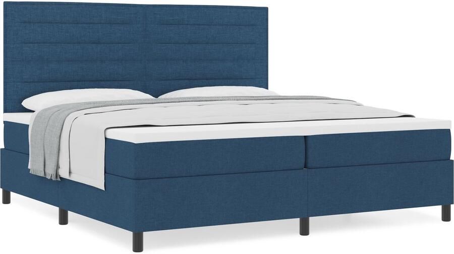 VidaXL Boxspringbed met Matras Crème 90x200 cm Stof Blauw 200 x 200 cm - Foto 8