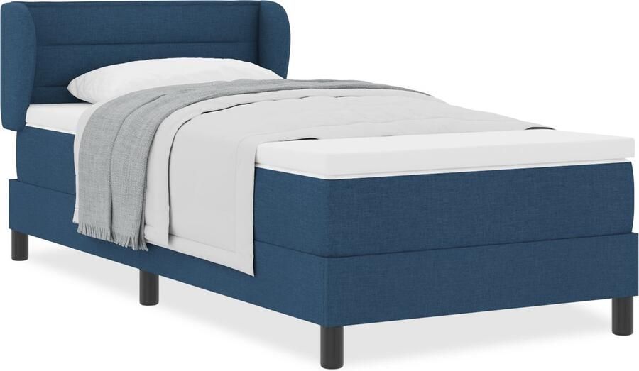 VidaXL Boxspringbed met matras met matras Blauw 80 x 200 cm Stof - Foto 2