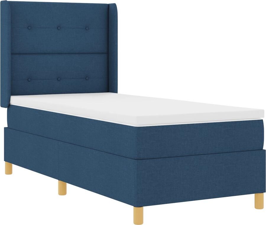 VidaXL Boxspring Bed met Matras & LED Blauw 90x190 cm Stof