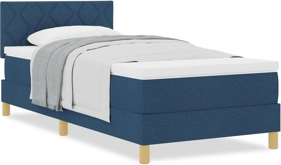 VidaXL Boxspring Bed met Matras Blauw 90x190 cm Stof - Foto 2