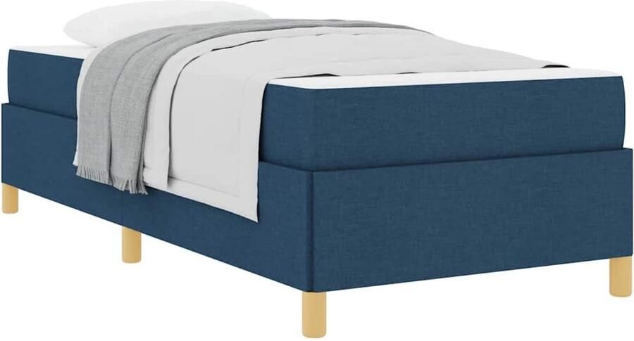 VidaXL Boxspring bed met matras Blauw en Wit 100 x 200 cm Schuim