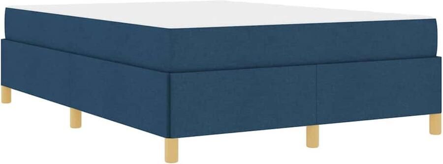 VidaXL Boxspring bed met matras Blauw en Wit 160 x 200 cm Stof - Foto 2