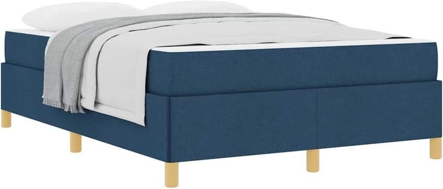 VidaXL Boxspring bed met matras Blauw en Wit 160 x 200 cm Stof