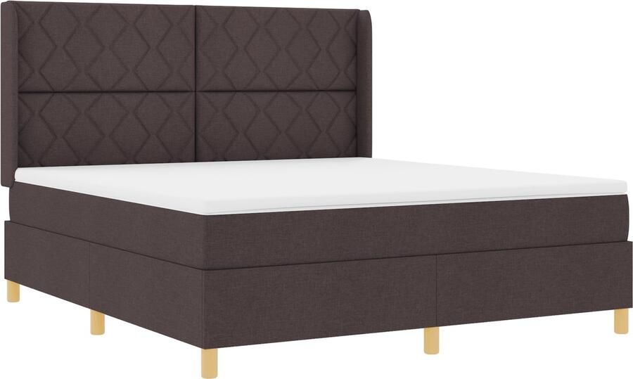 VidaXL Boxspring Bed met Matras & LED Donkerbruin 180x200 cm Stof - Foto 2