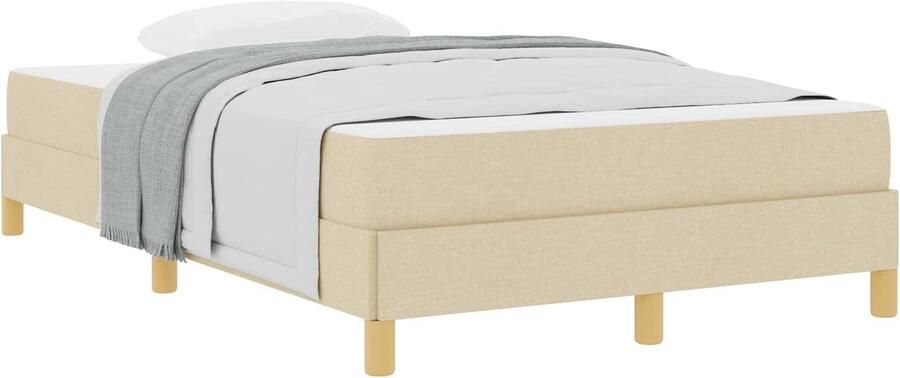 VidaXL Boxspring bed Crème Bruin 120 x 200 cm Stof Geengineerd Hout - Foto 3