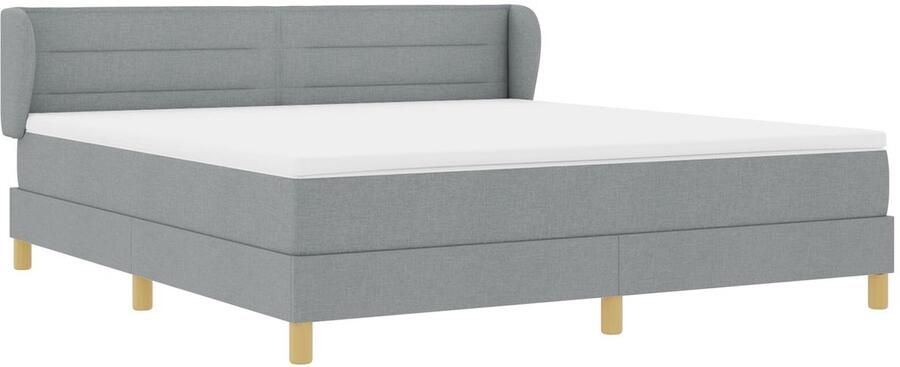 VidaXL Boxspring Bed met Matras Crème 90x200 cm Stof Set van 5 Lichtgrijs - Foto 3