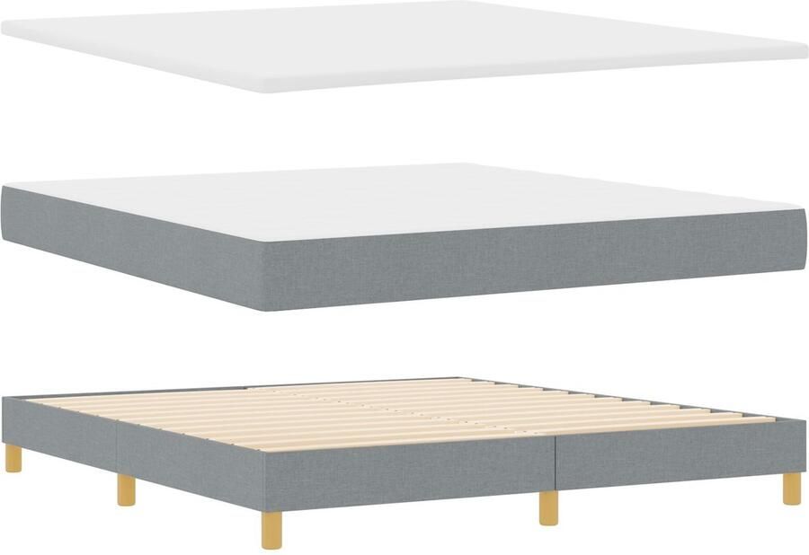 VidaXL Boxspring Bed met Matras Crème 90x200 cm Stof Set van 5 Lichtgrijs
