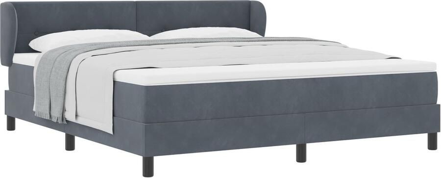 VidaXL Boxspring Bed Met Matras Donker Grijs 80x200 cm Fluweel Set van 5 - Foto 2