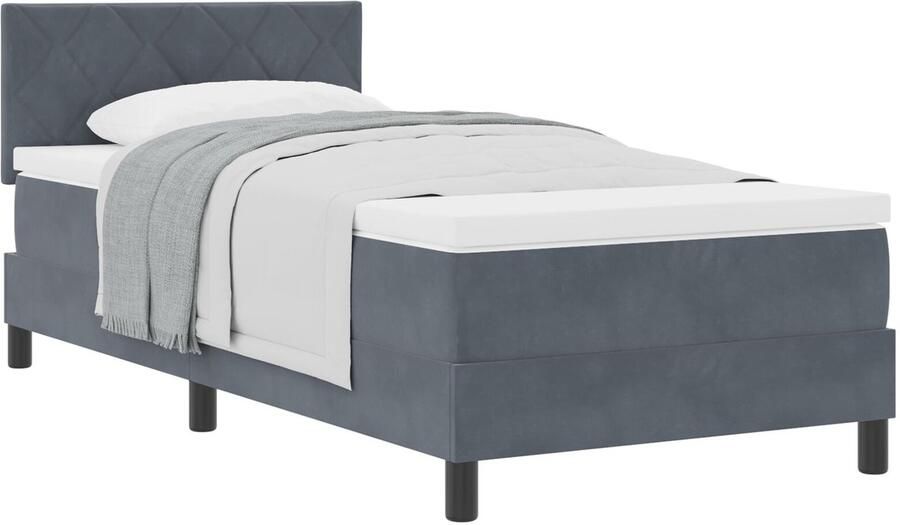 VidaXL Boxspringbed met Matras met matras Donkergrijs 90 x 200 cm Stof - Foto 2