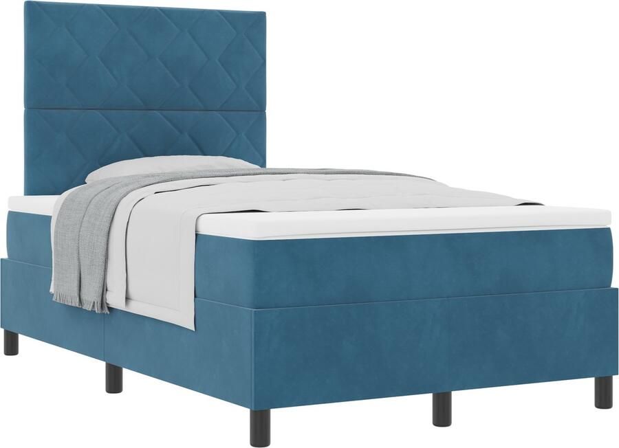 VidaXL Boxspring bed met matras Donkerblauw 120 x 190 cm Fluweel