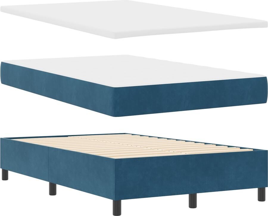 VidaXL boxspring bed met matras & bank donkerblauw 120x200 cm fluweel