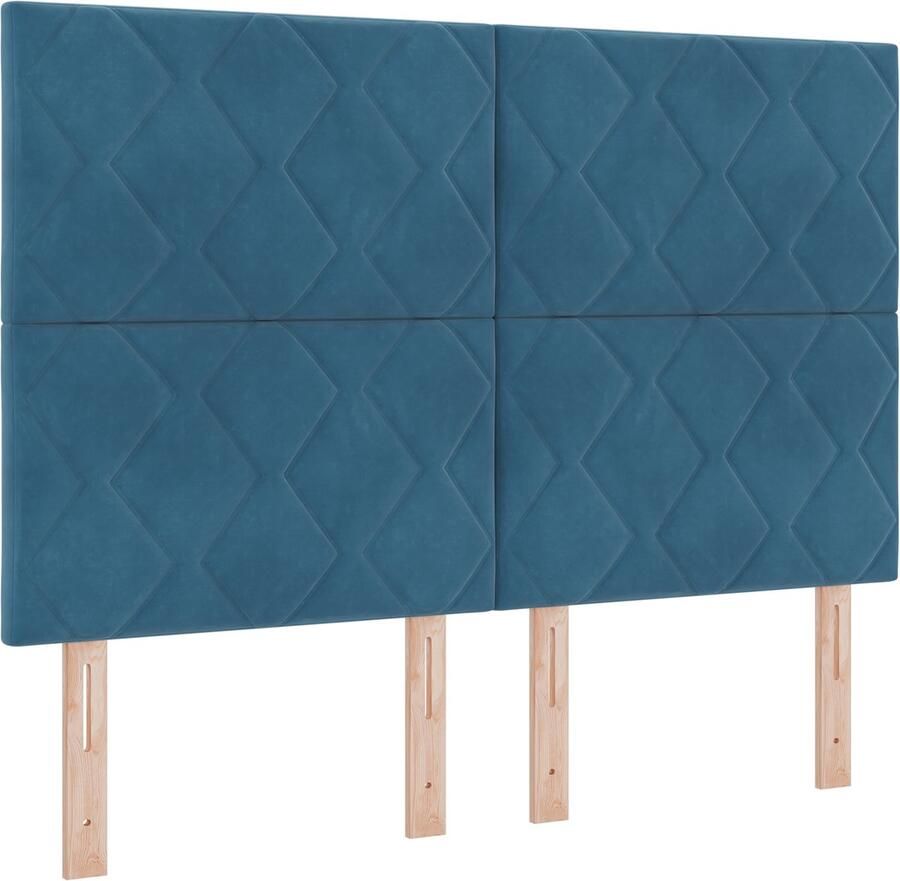 VidaXL Boxspring bed met matras Donkerblauw 140 x 190 cm Fluweel