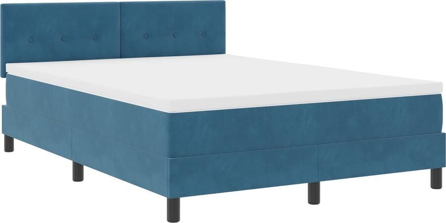 VidaXL Boxspring Bed met Matras & LED Donker Blauw 140x190 cm Fluweel