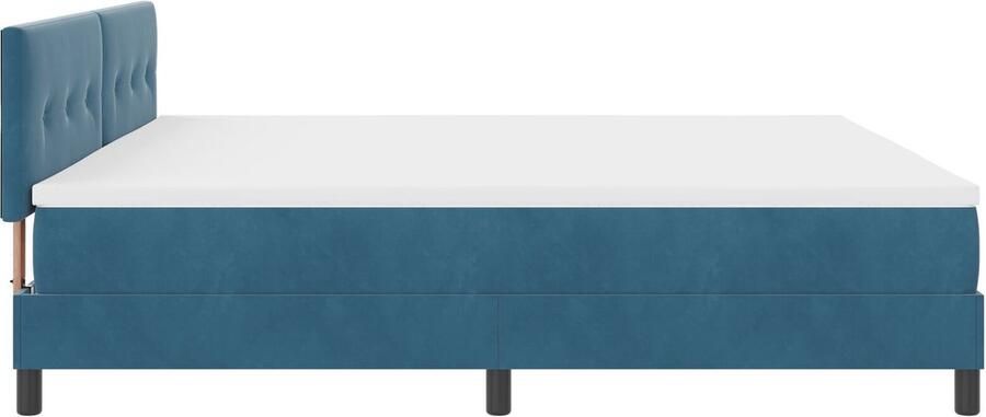 VidaXL Boxspring bed met matras Donkerblauw 200 x 200 cm Fluweel - Foto 5