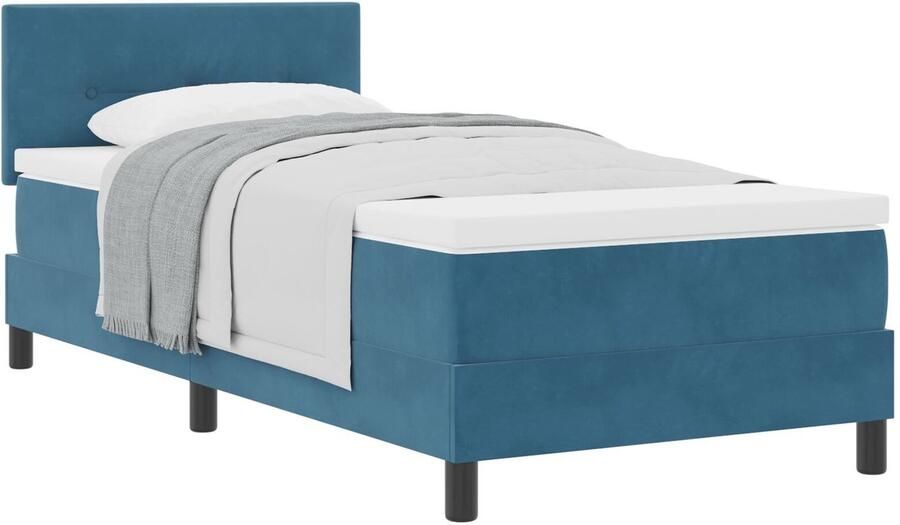 VidaXL Boxspringbed met Matras met matras Donkerblauw 90 x 200 cm Stof